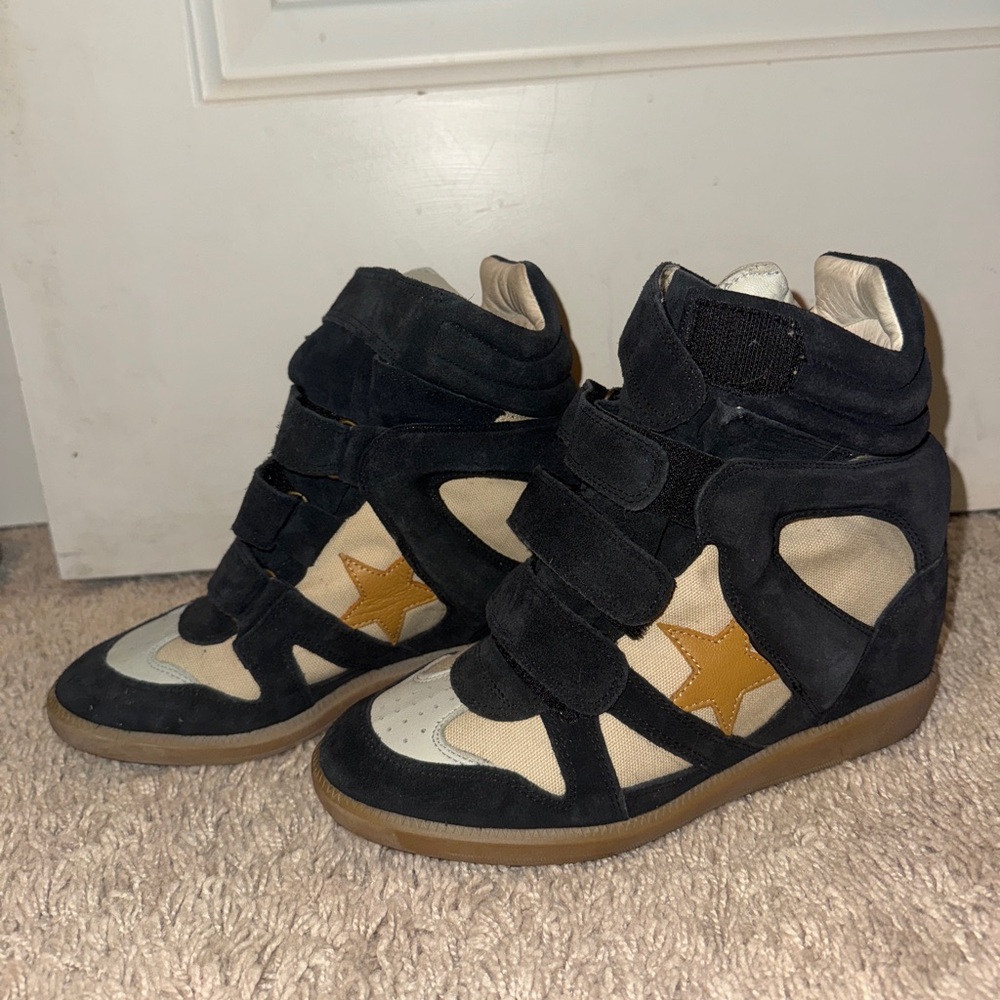 EXCLUSIVE Isabel Marant Bayley Wedge Sneakers Barley Worn